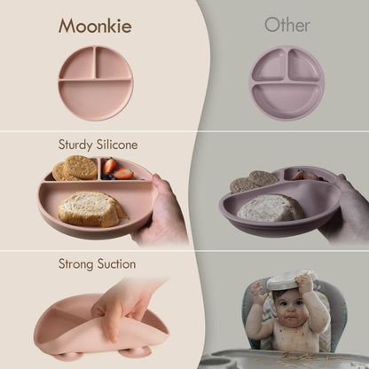 Moonkie Platos de succión para bebé, 100% silicona, sin BPA, con tapas