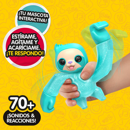 Little Live Pets - Hug n’ Hang Zoogooz Sensoo Sloth, Mascota blandita y elástica