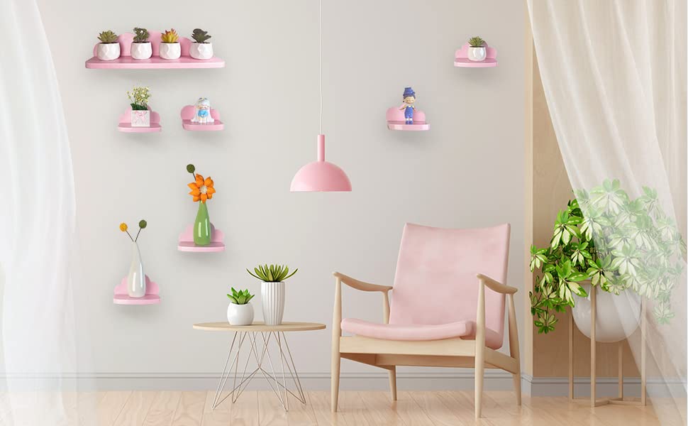 Veluckin Estantes flotantes pequeños, mini estantes de nube, paquete de 3