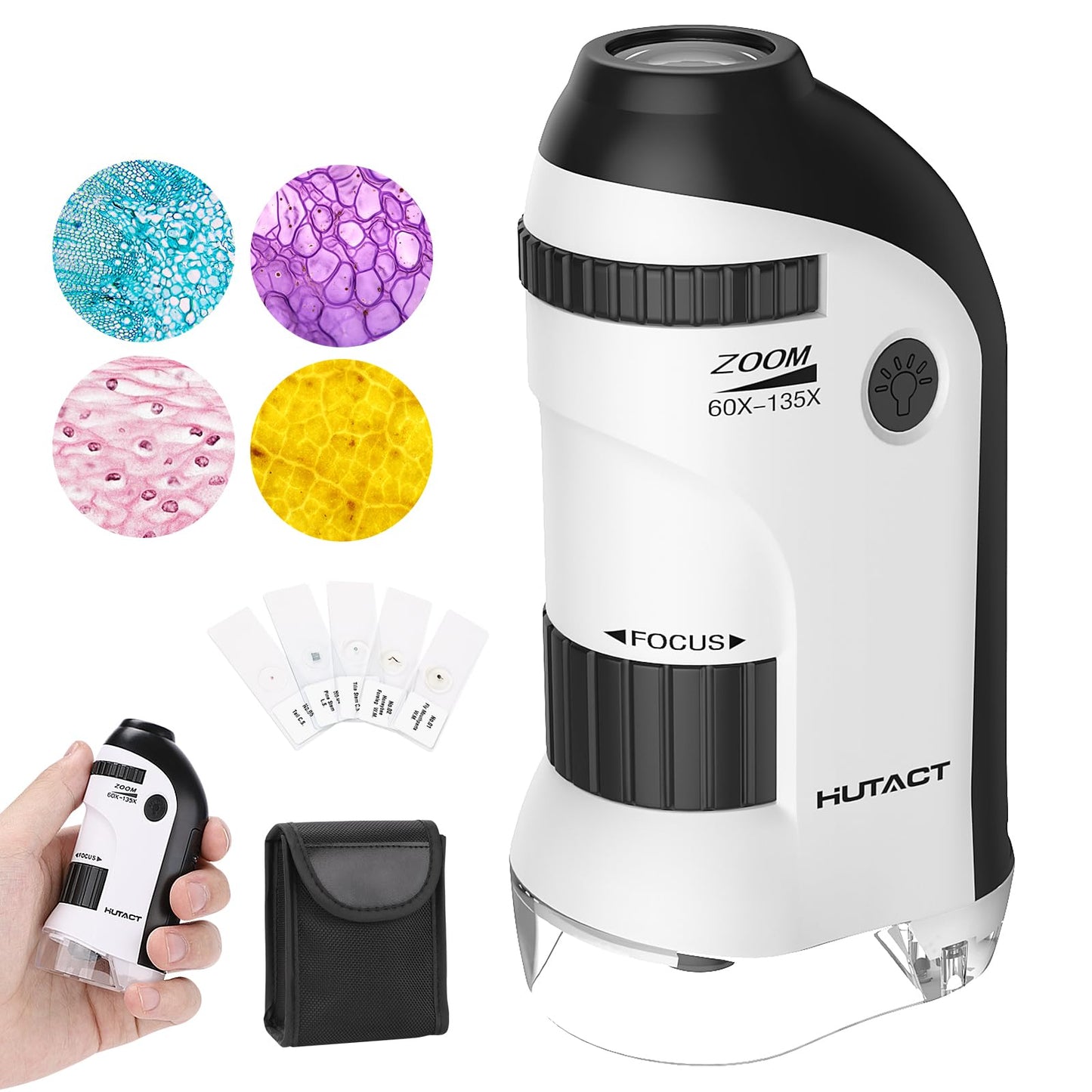 Mini microscopio con 5 portaobjetos preparados