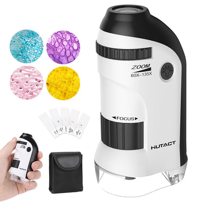 Mini microscopio con 5 portaobjetos preparados