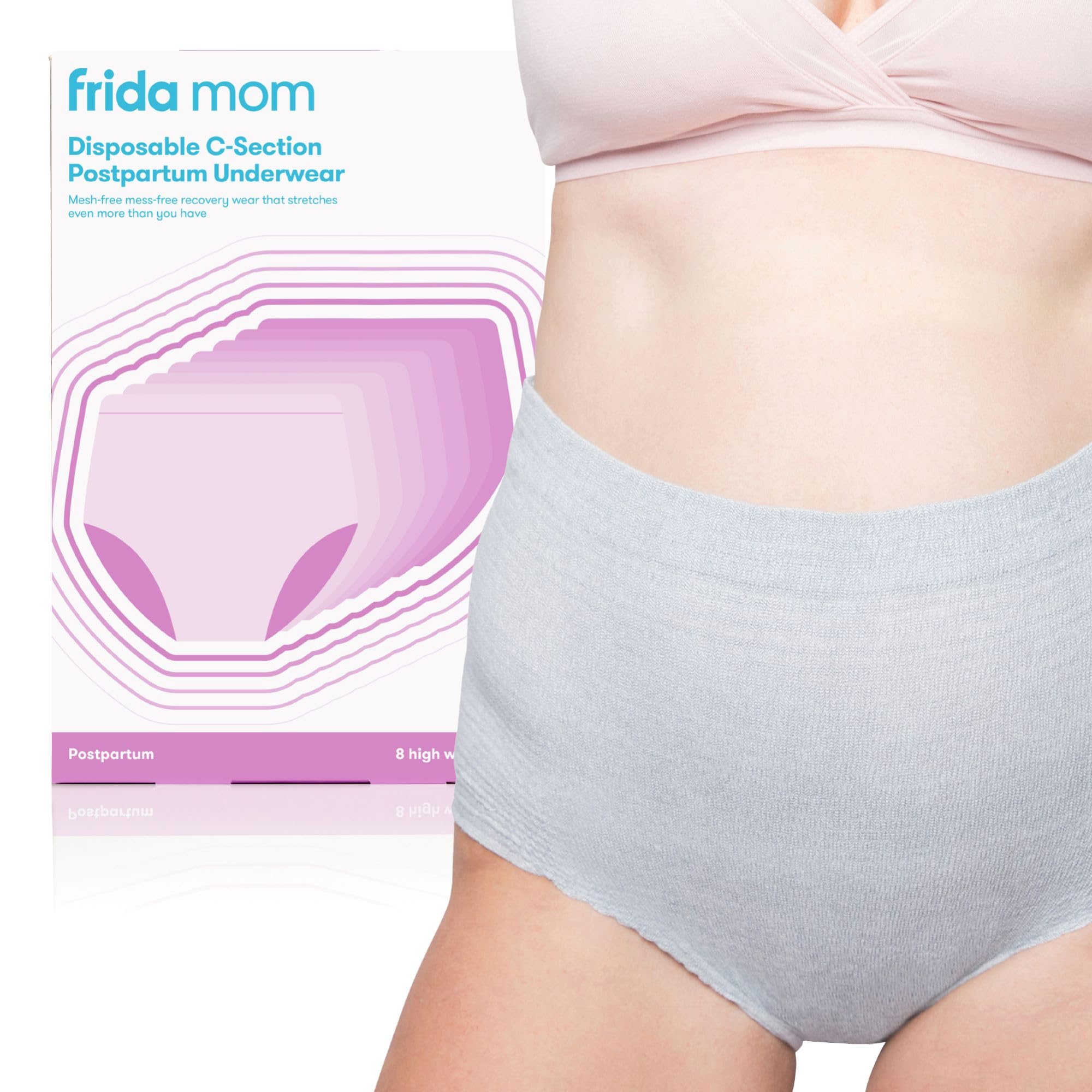 8 Frida Mom Ropa interior posparto tiro alto para mujer para recuperación de cesárea, talla pequeña (cintura 23-34 pulgadas)