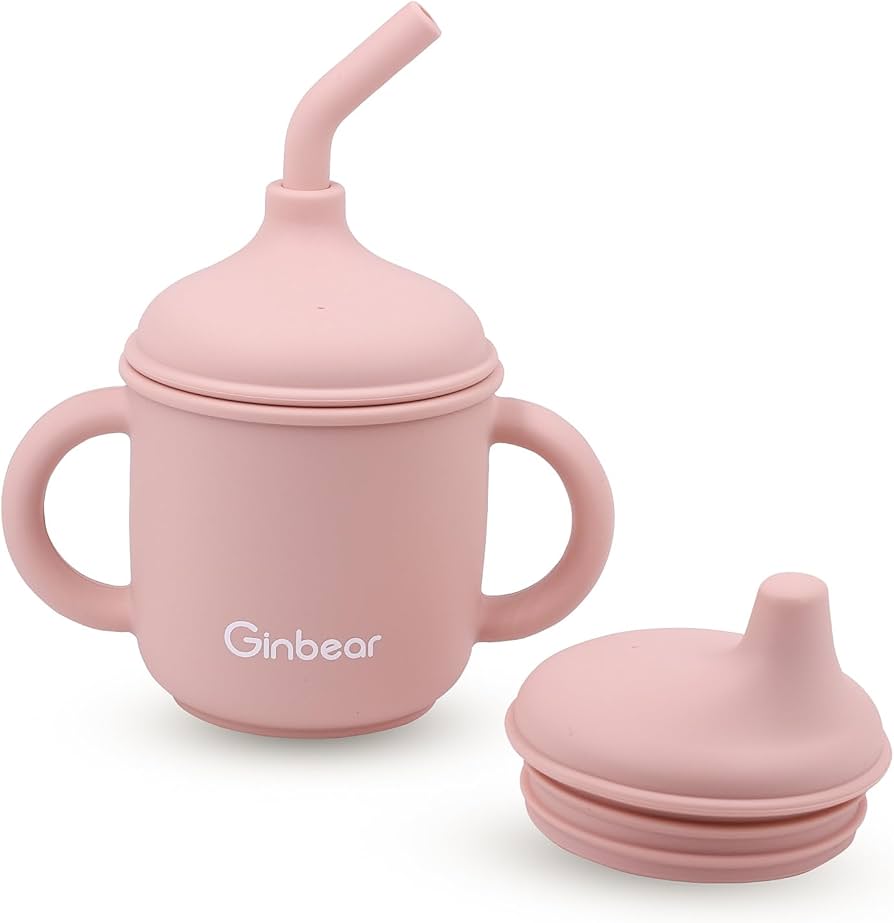 Ginbear Vaso de bebé 2 en 1, a prueba de derrames, no tóxico, sin BPA