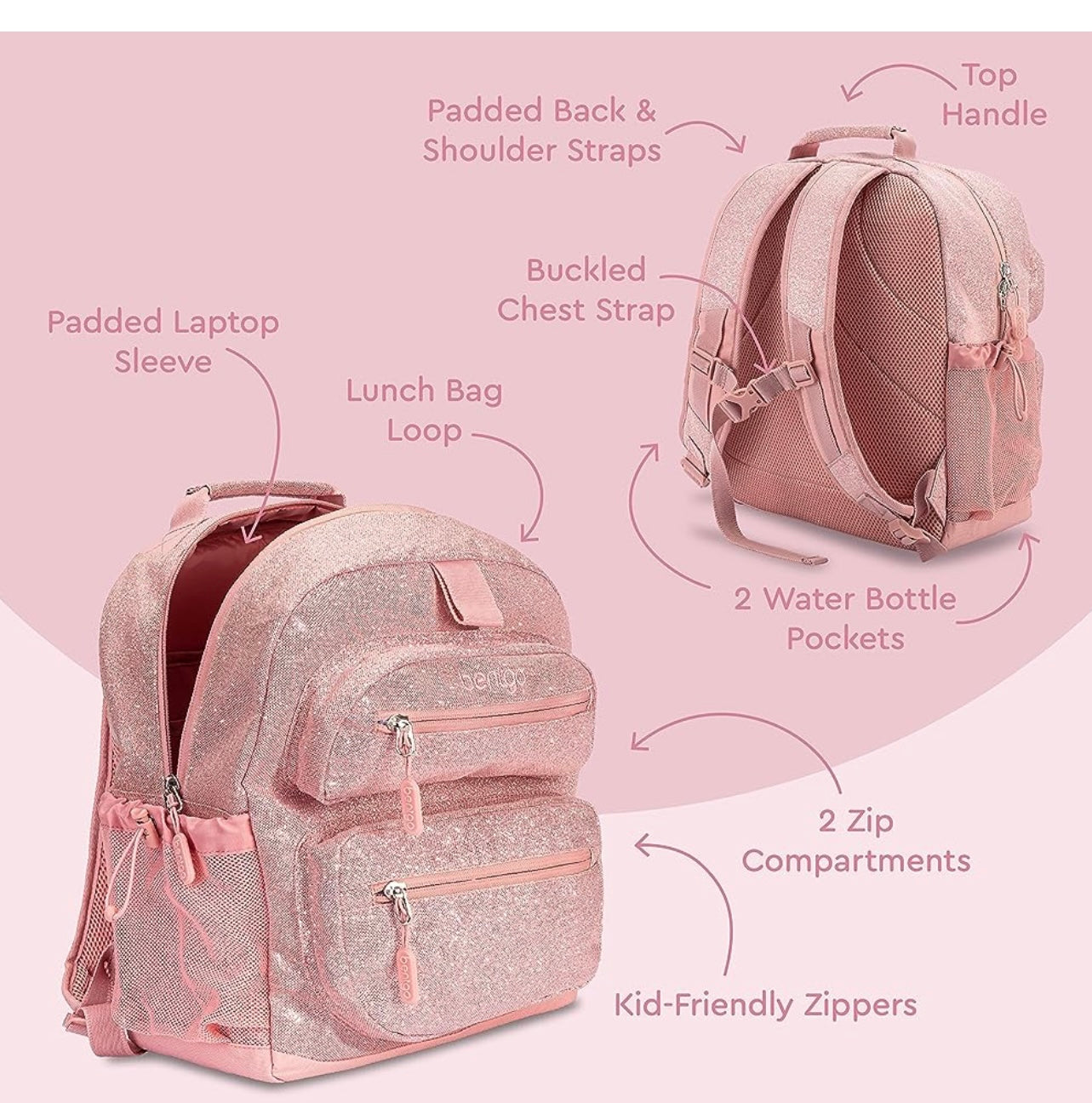 Bentgo® Mochila para niños - Mochila ligera y duradera de 14 pulgadas