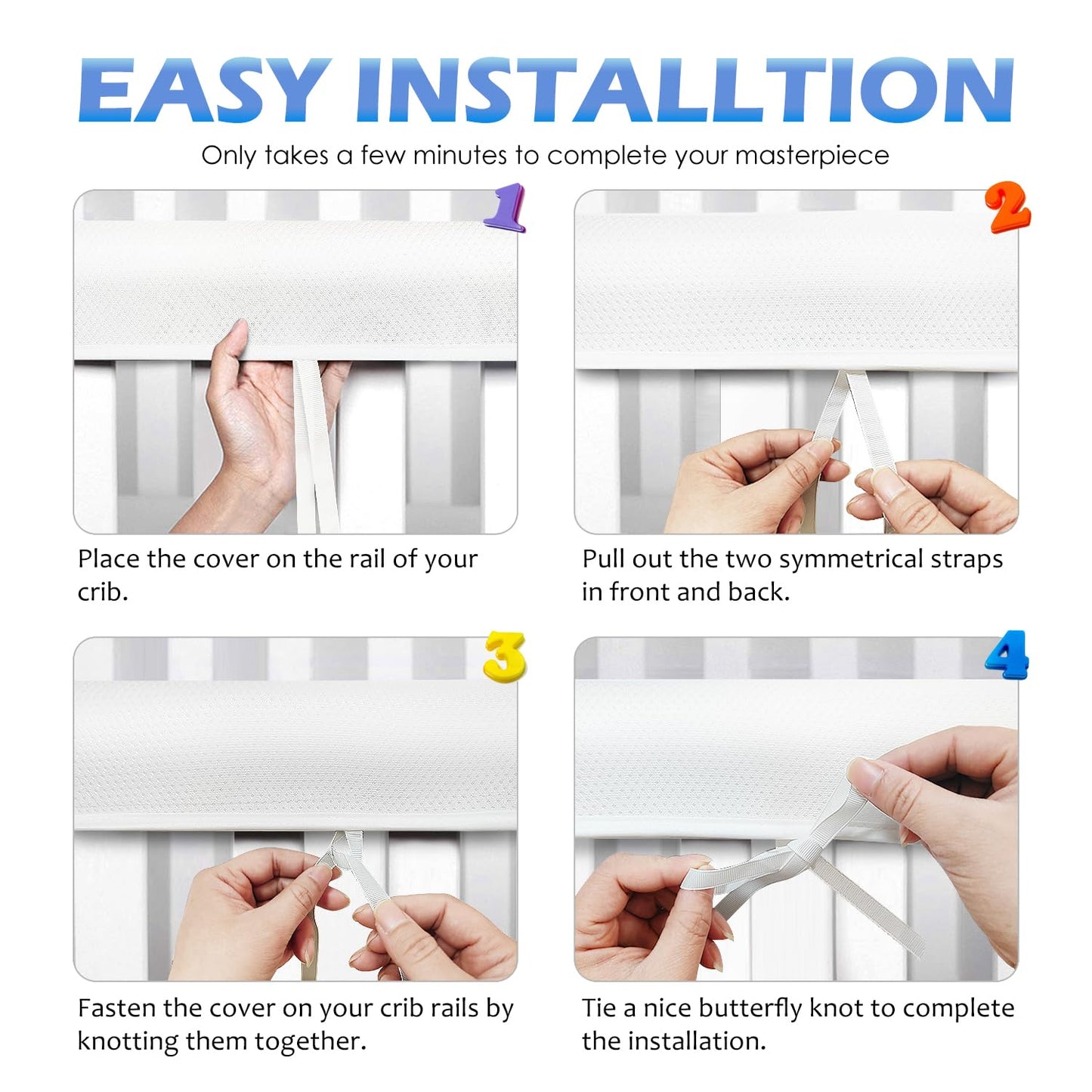 Cubiertas para barandillas de cuna 3 en 1 para cunas de tamaño real
