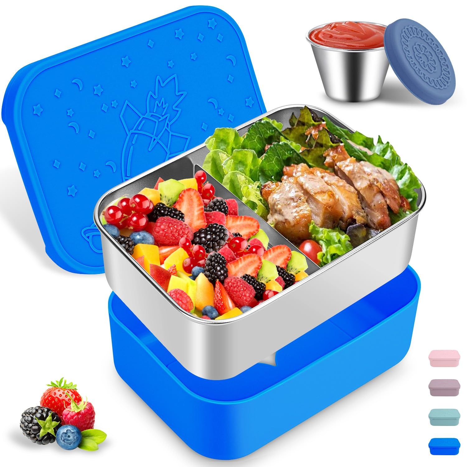 Caja Bento de acero inoxidable, 28.7 onzas, con divisor extraíble