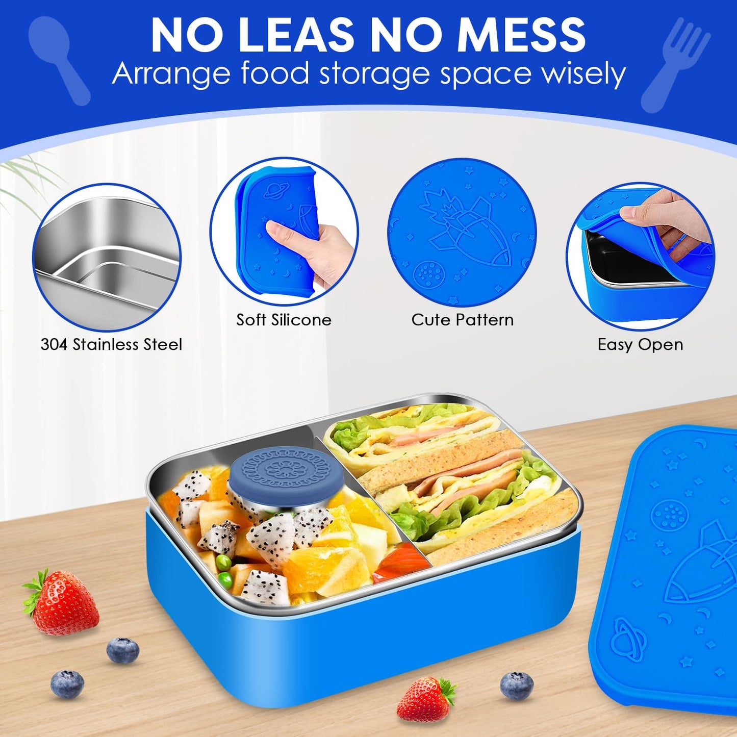 Caja Bento de acero inoxidable, 28.7 onzas, con divisor extraíble