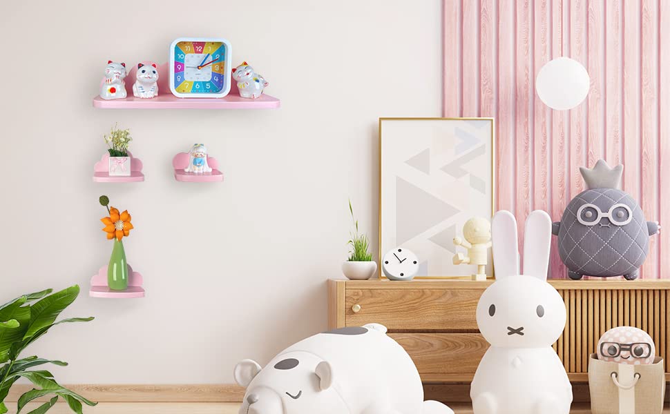 Veluckin Estantes flotantes pequeños, mini estantes de nube, paquete de 3