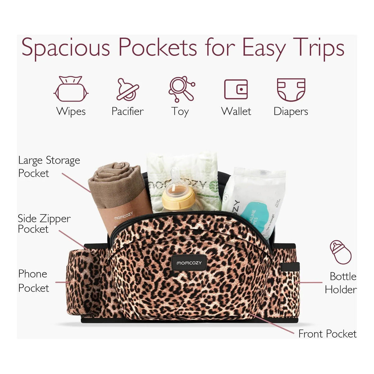 Momcozy Hip Seat Baby Carrier: Cintura Ajustable Leopard Print