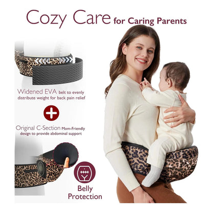 Momcozy Hip Seat Baby Carrier: Cintura Ajustable Leopard Print