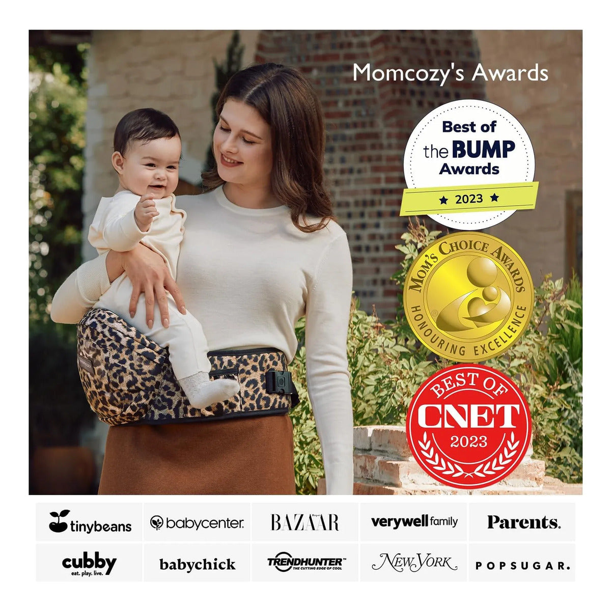 Momcozy Hip Seat Baby Carrier: Cintura Ajustable Leopard Print