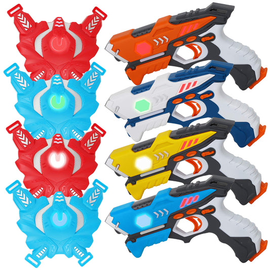 QUQUMA Juego de 4 pistolas láser infrarrojos, 4 chalecos