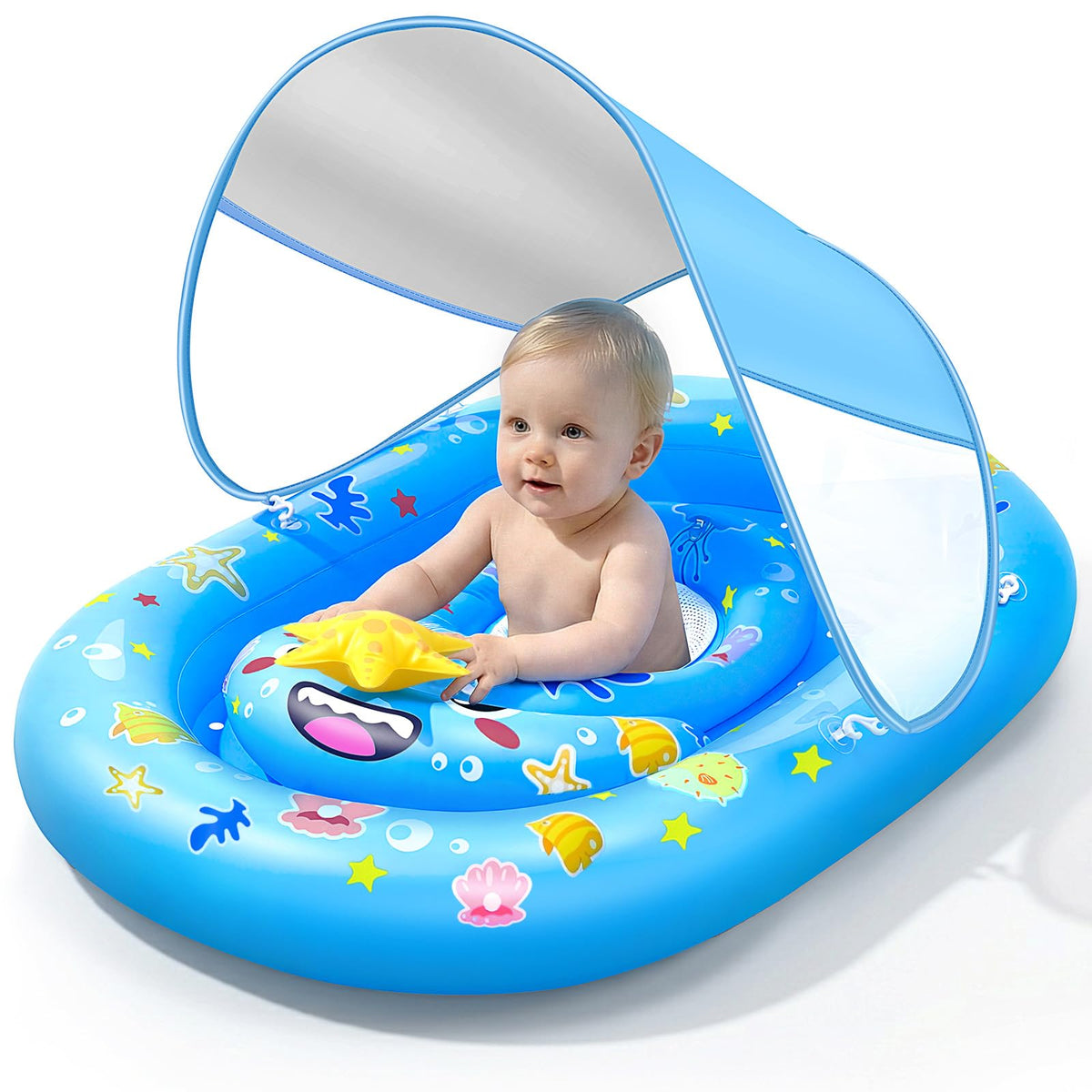 Flotador inflable de piscina para niños con protector solar UPF50+, 6-36 meses