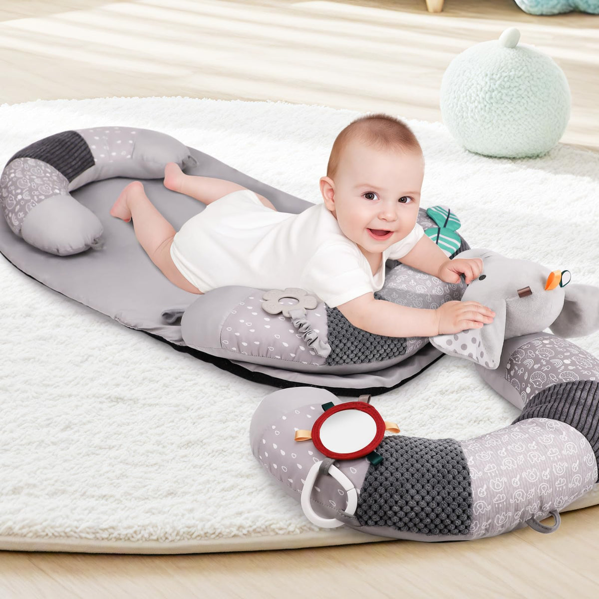 Almohada 3 en 1 con soporte para sentarse al bebé
