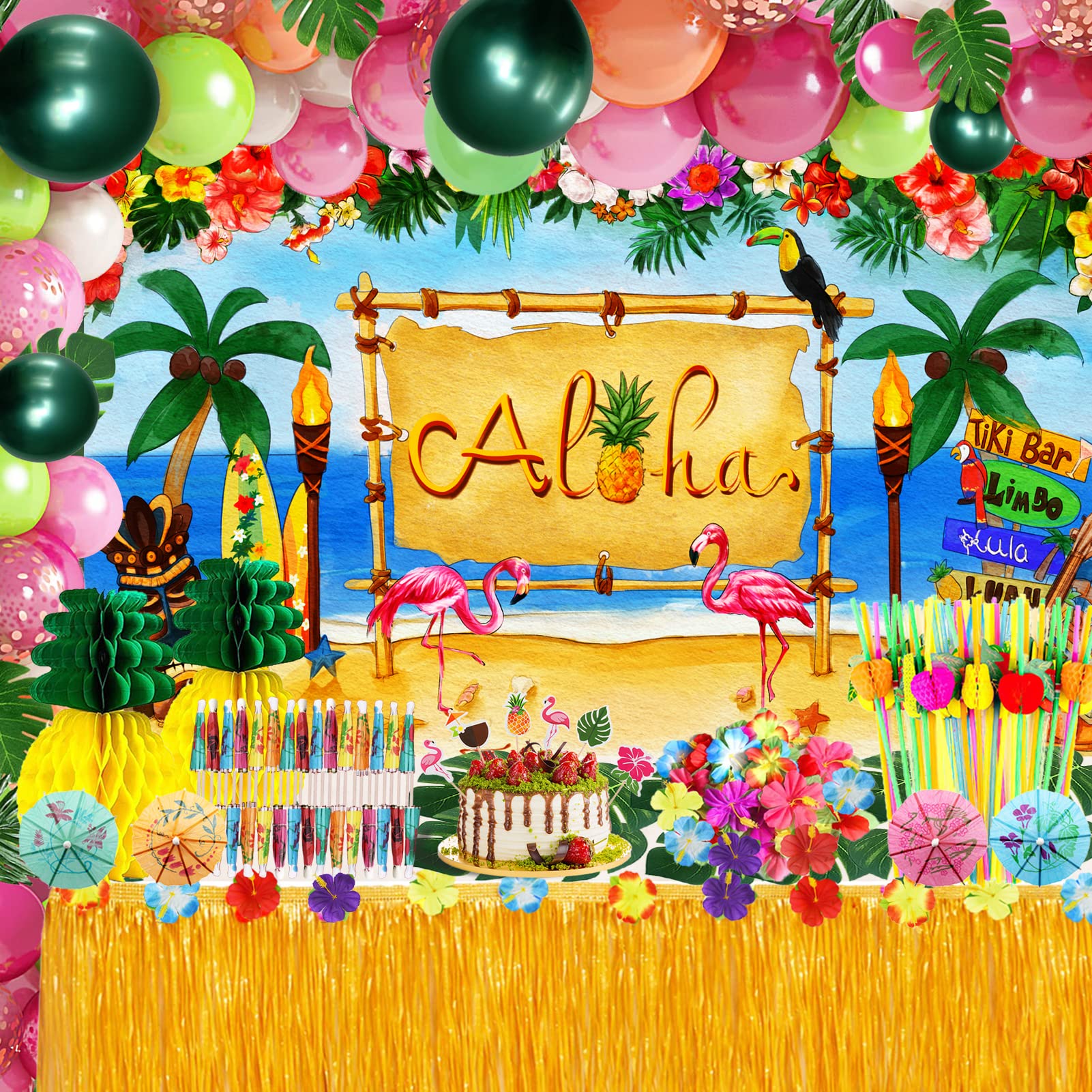 Tropical Luau - Paquete de decoración de fiesta hawaiana