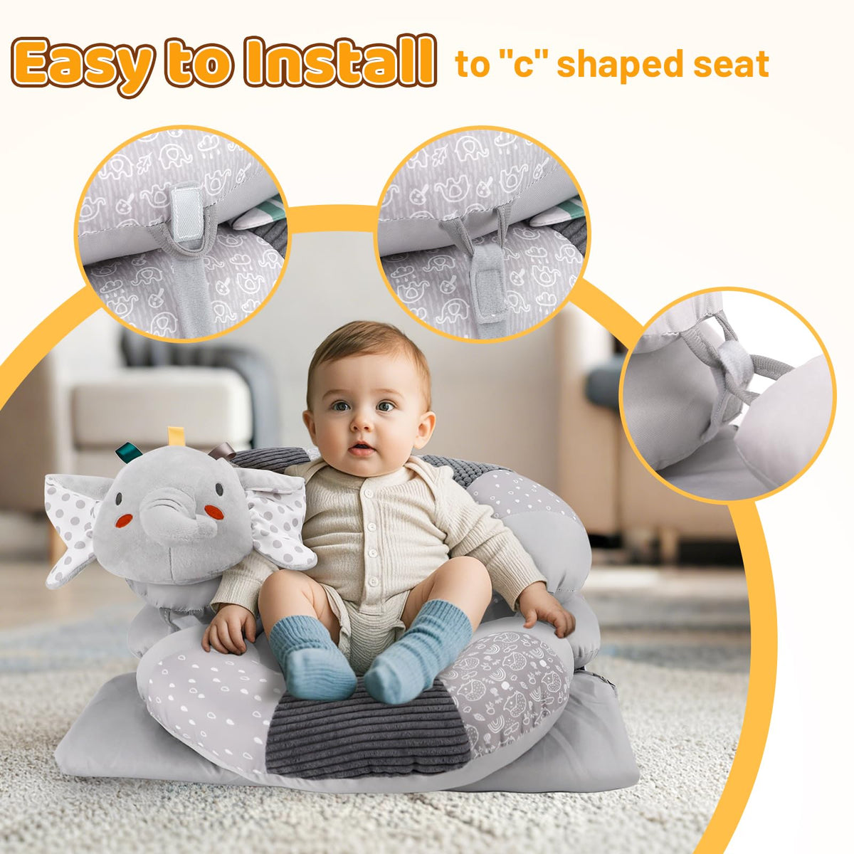 Almohada 3 en 1 con soporte para sentarse al bebé