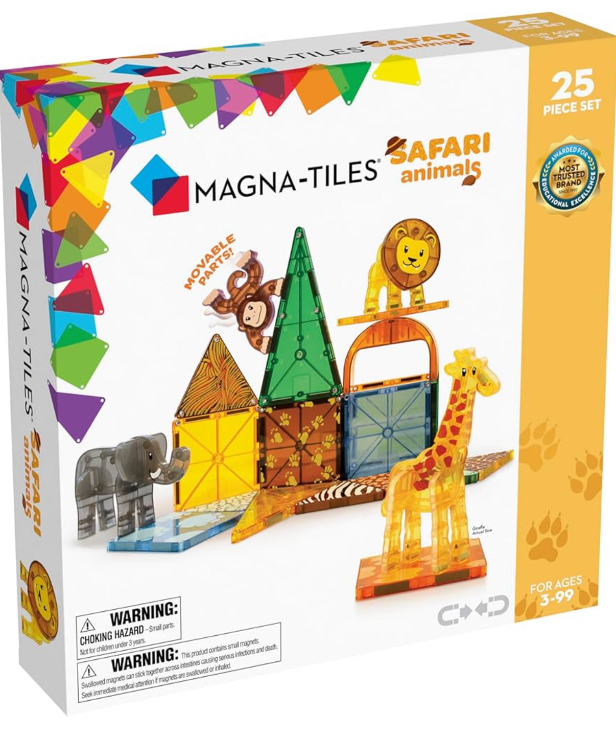 MAGNA-TILES Safari Animals - Juego de construcción magnética de 25 piezas