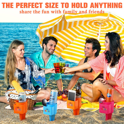 Portavasos de playa con bolsillo, portavasos de arena para playa, multifuncional, 9 Uds