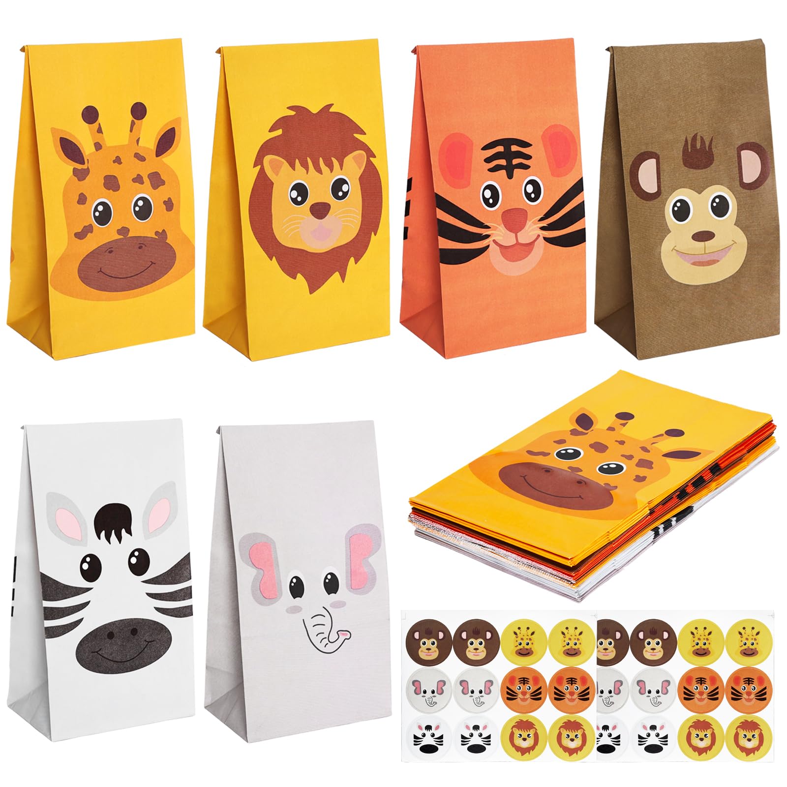 Paquete de 24 bolsas de dulces con temática de animales de la selva