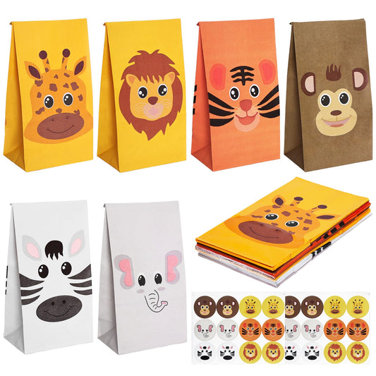 Paquete de 24 bolsas de dulces con temática de animales de la selva