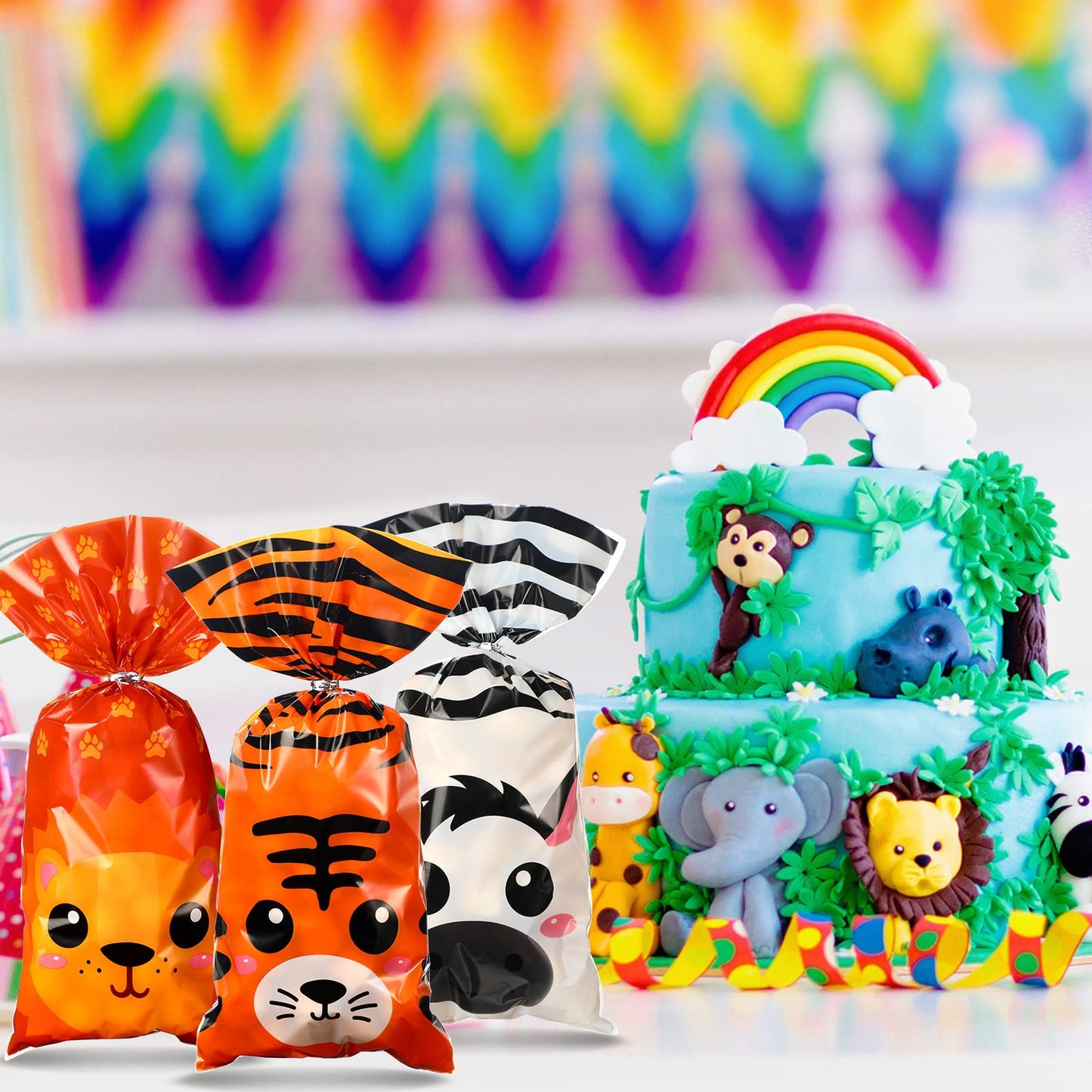 24 bolsas de golosinas para fiesta de animales de safari