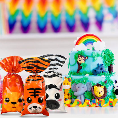 24 bolsas de golosinas para fiesta de animales de safari