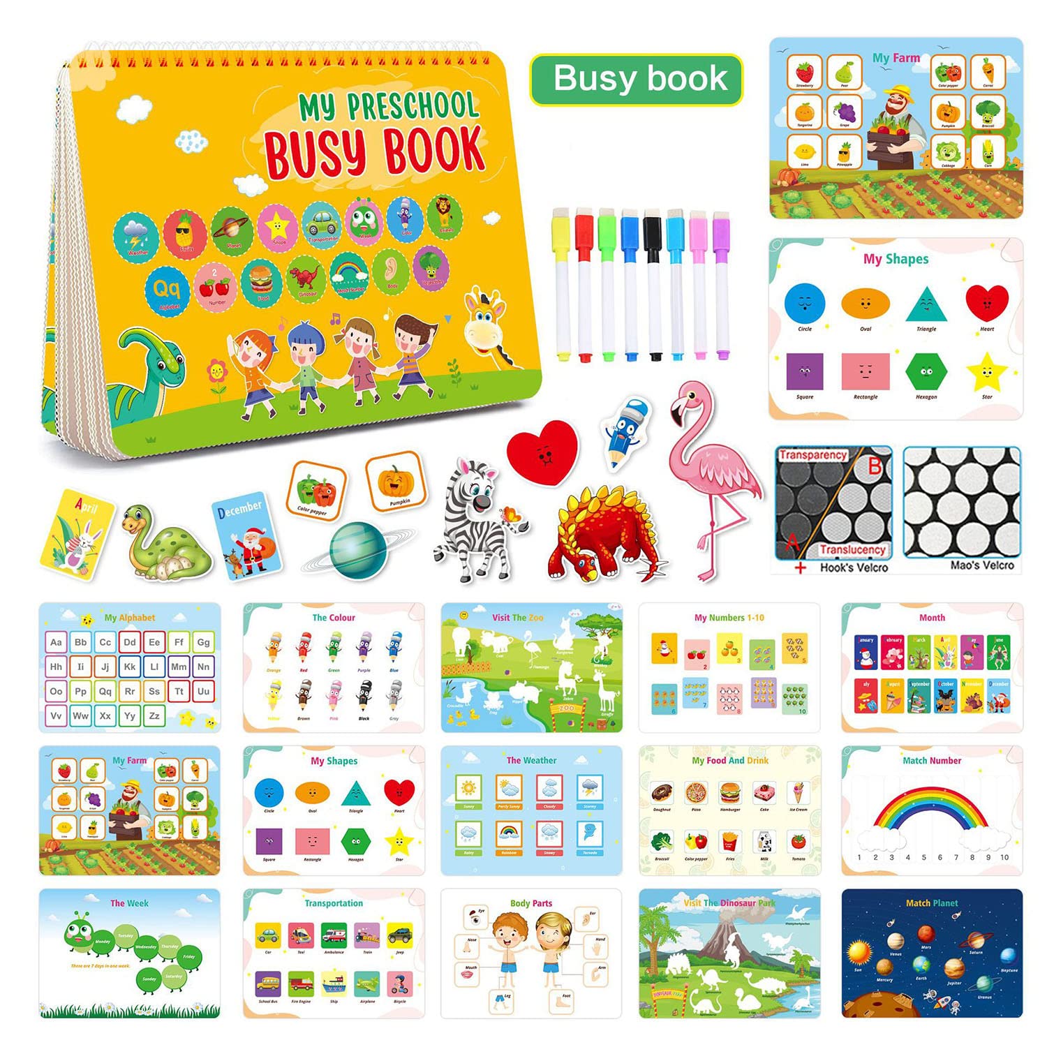 Libro ocupado para actividades de aprendizaje preescolar para niños