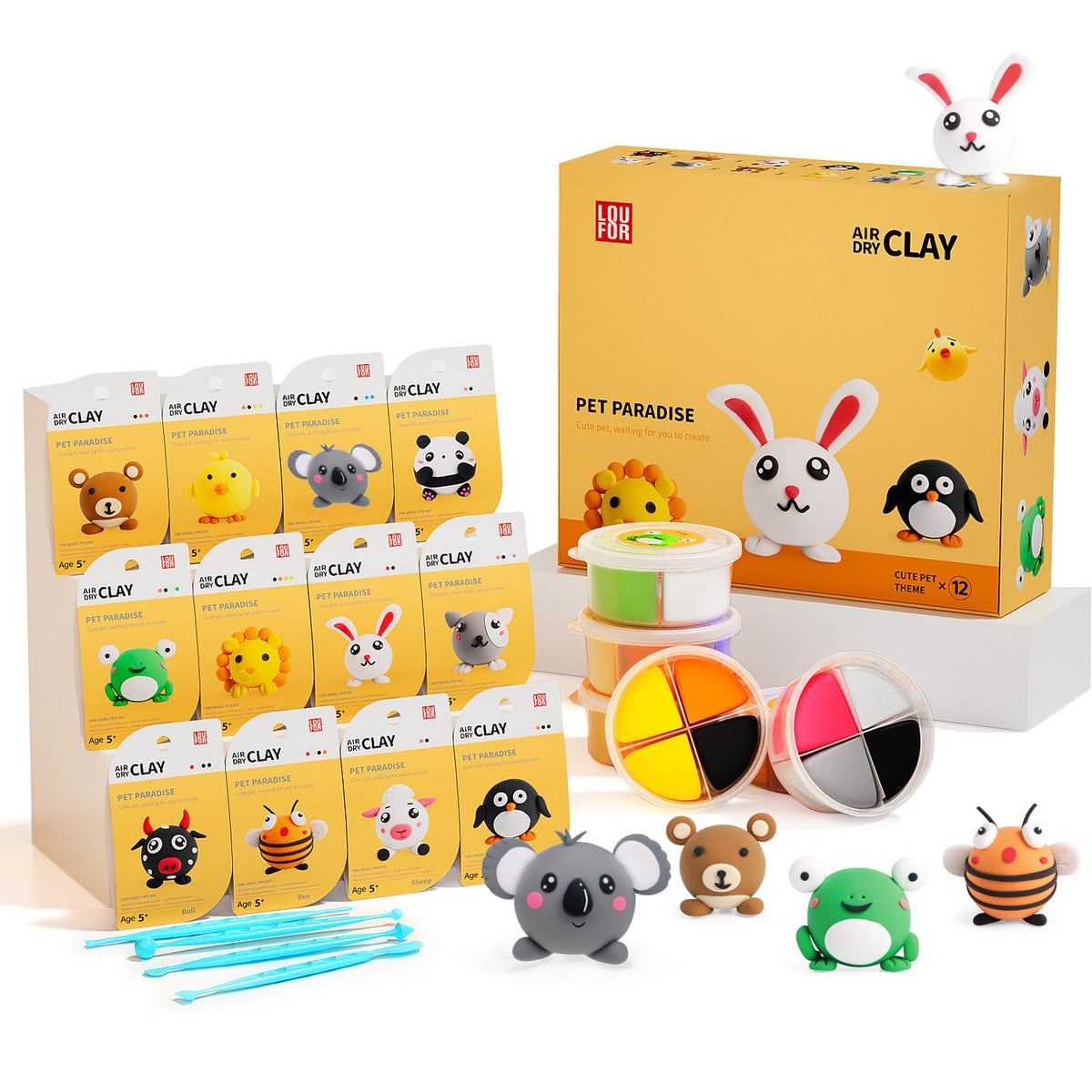 Kits de arcilla de secado al aire – Arcilla de modelado para niños, ultraligera y suave, segura y no tóxica