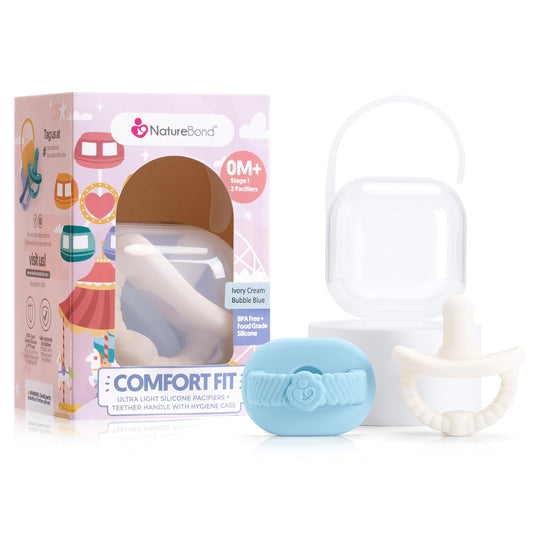 NatureBond Chupetes de silicona para bebé recién nacido (paquete de 2) + funda para chupete