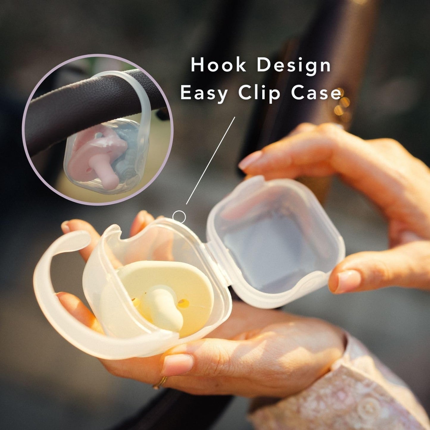 NatureBond Chupetes de silicona para bebé recién nacido (paquete de 2) + funda para chupete