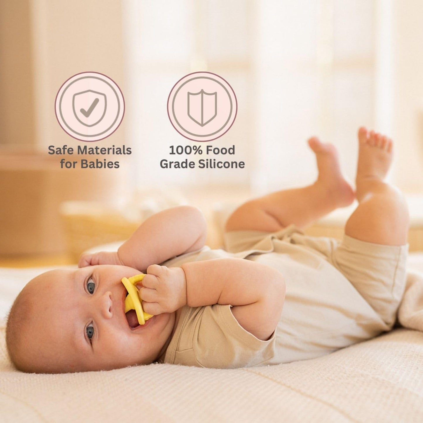NatureBond Chupetes de silicona para bebé recién nacido (paquete de 2) + funda para chupete