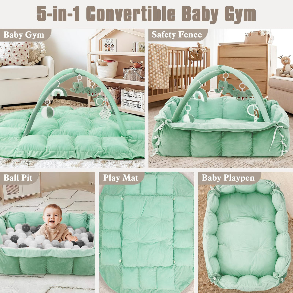 Manta de juegos y gimnasio de actividades de peluche 5 en 1 para bebés