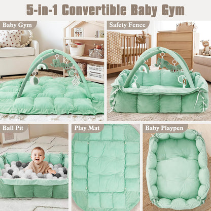 Manta de juegos y gimnasio de actividades de peluche 5 en 1 para bebés