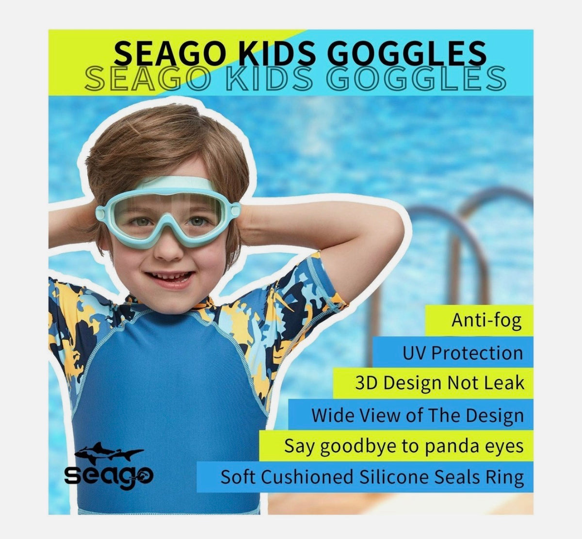 Paquete de 2 gafas de natación Seago antiniebla anti-UV