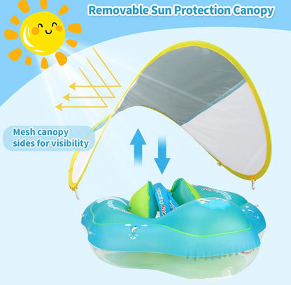 Flotador inflable para piscina de bebé, con toldo de protección solar Talla L