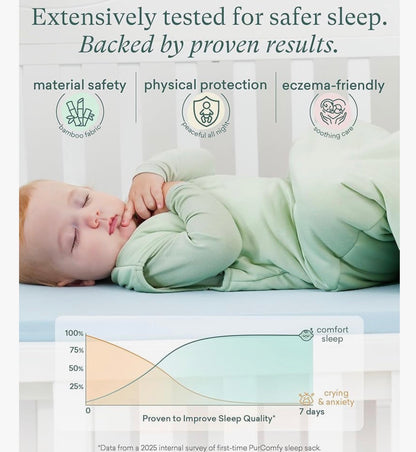 PurComfy Saco de dormir súper suave 1.0 TOG, Saco de dormir premium de viscosa de bambú, 0-3 meses