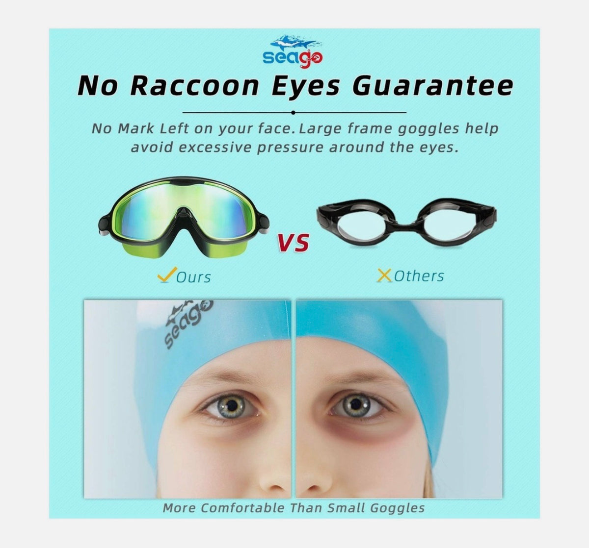 Paquete de 2 gafas de natación Seago antiniebla anti-UV