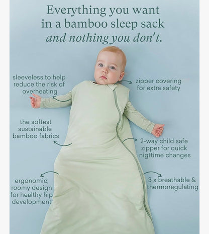 PurComfy Saco de dormir súper suave 1.0 TOG, Saco de dormir premium de viscosa de bambú, 0-3 meses