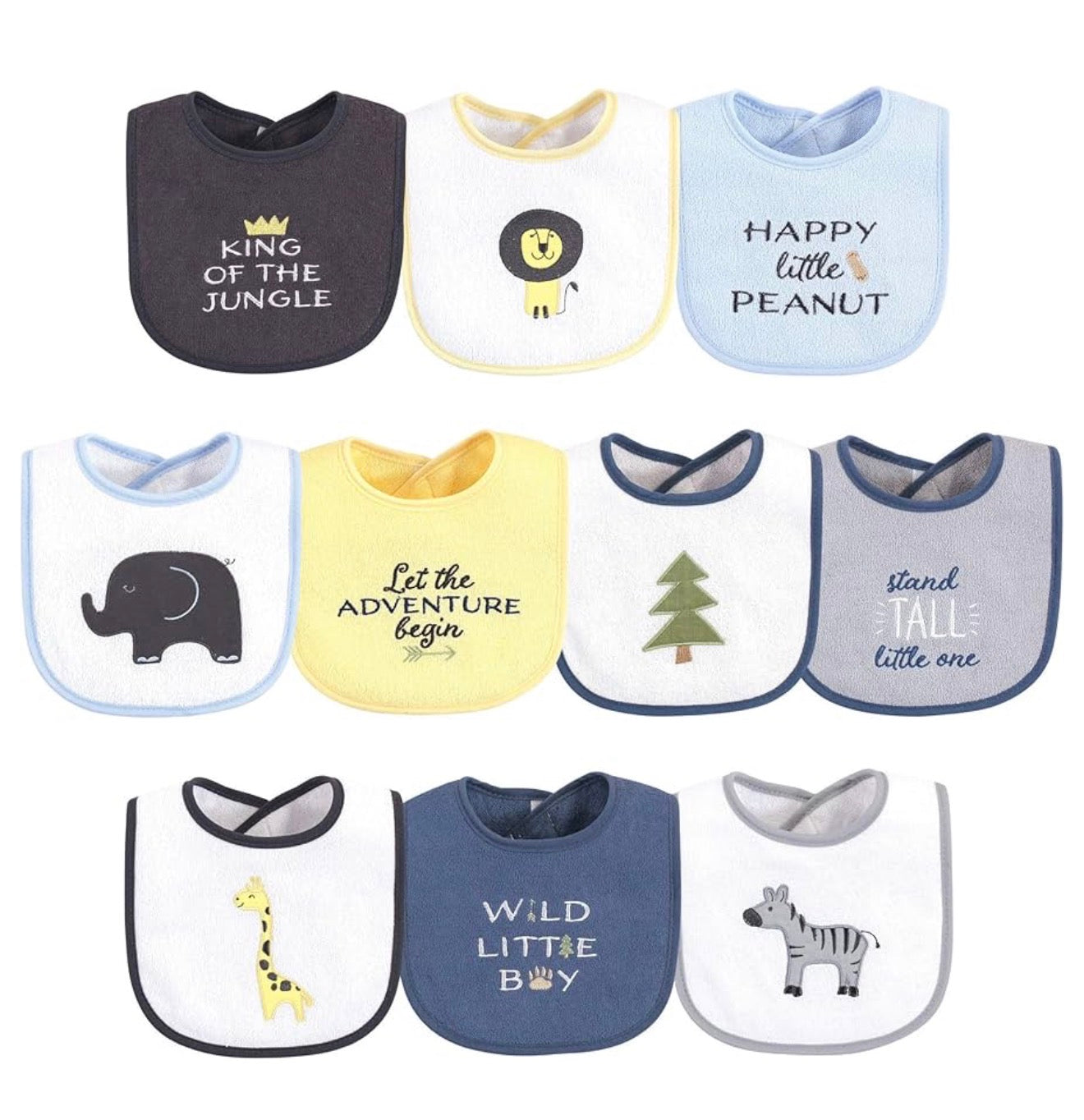 Baberos Hudson Baby unisex de algodón con relleno de fibra, talla única , Safari