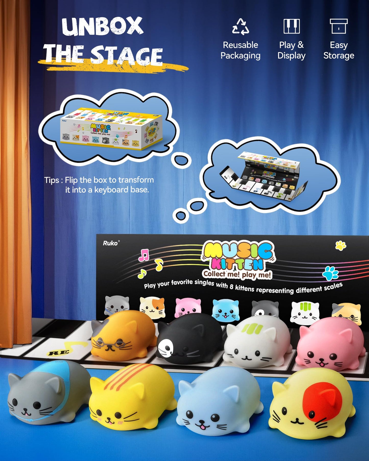 Instrumento musical educativo interactivo de 8 teclas «Press & Play»