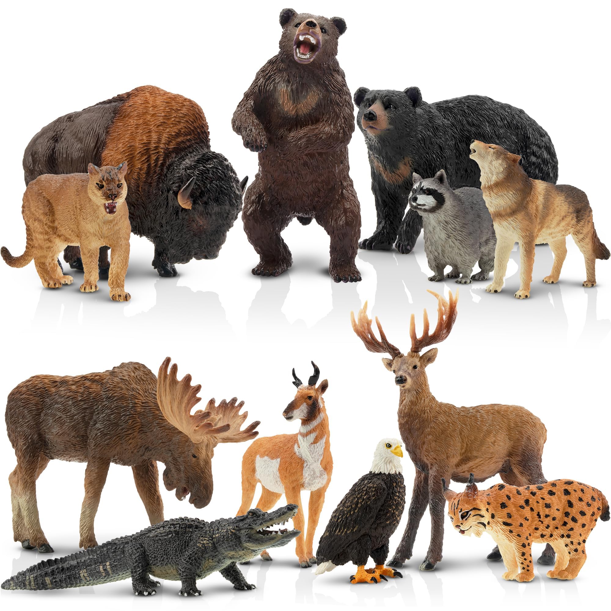 Toymany 12 figuras de animales del bosque de América del Norte