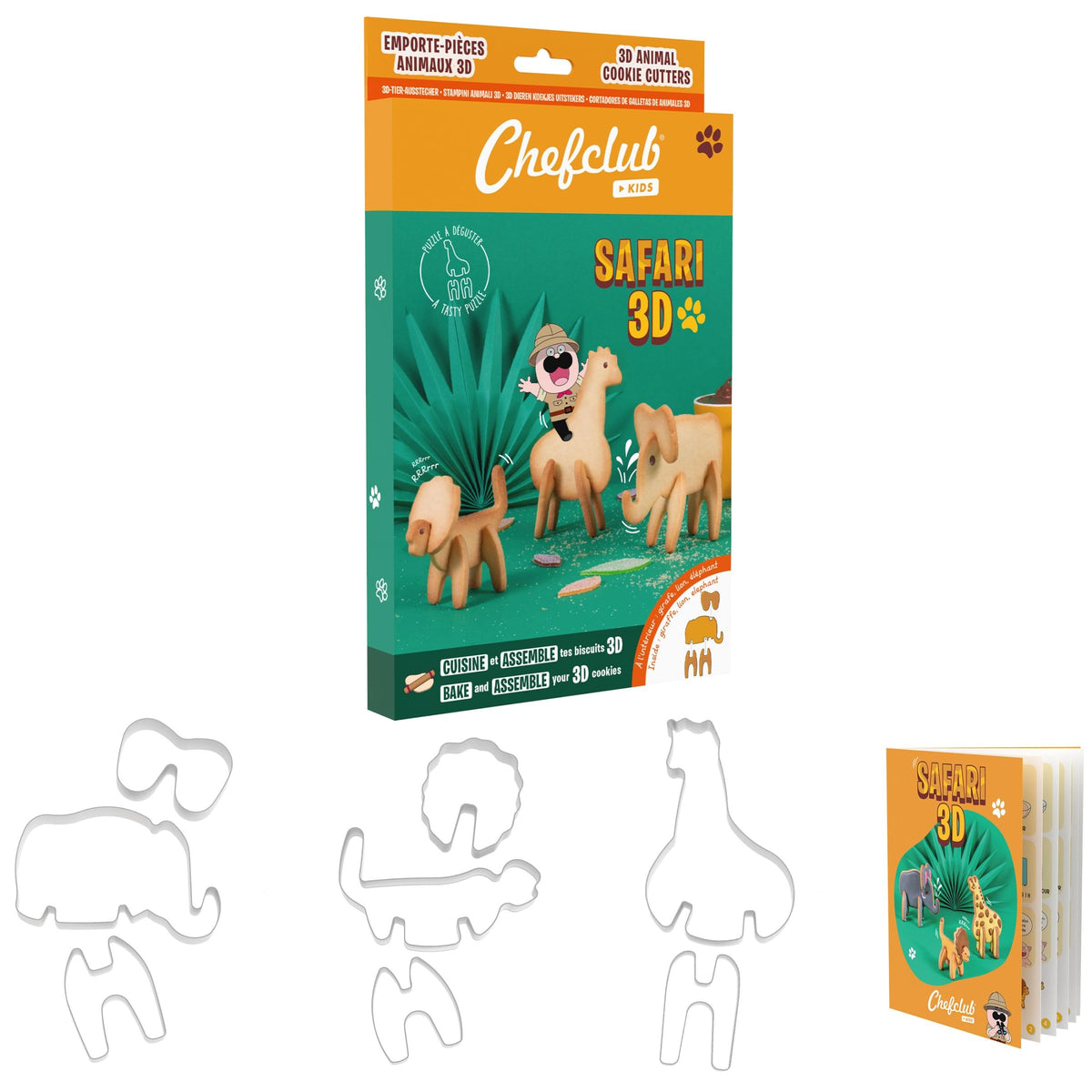 Chefclub Kids - Set de cortadores de galletas: Animales en 3D