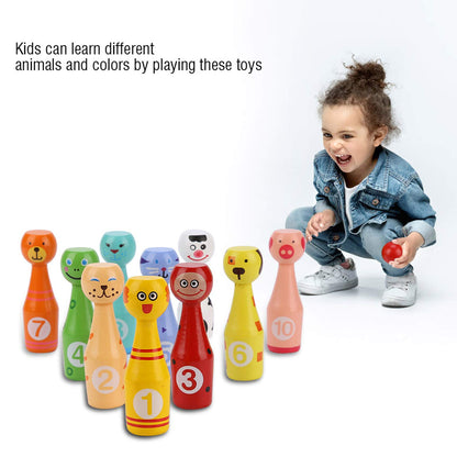 Jueguete educativo para niños Bolos de botella de bolos para niños en madera