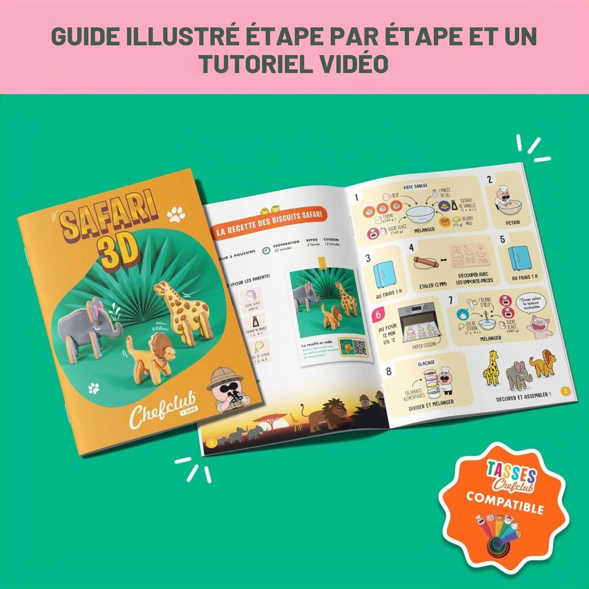 Chefclub Kids - Set de cortadores de galletas: Animales en 3D