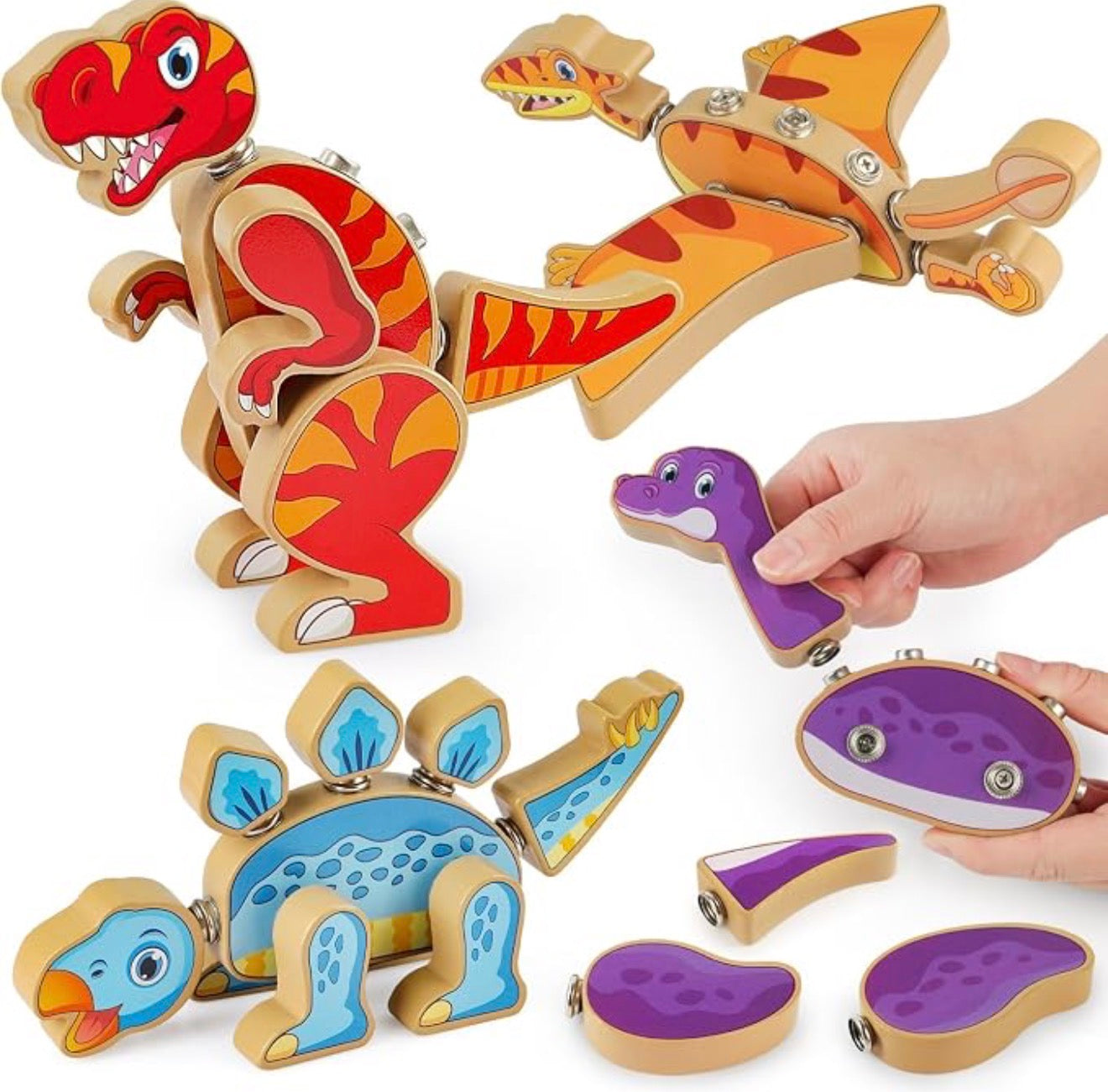 Juguetes de construcción de dinosaurios encajables Coogam