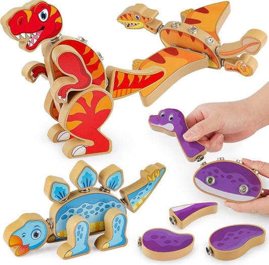 Juguetes de construcción de dinosaurios encajables Coogam