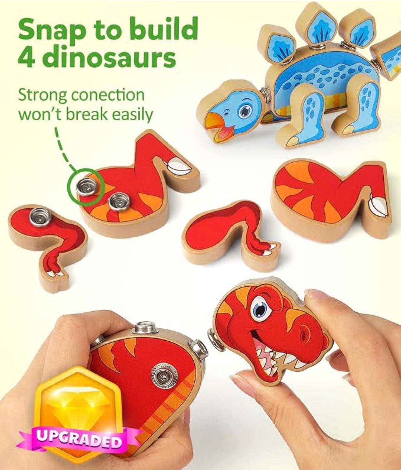 Juguetes de construcción de dinosaurios encajables Coogam
