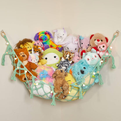 Hamaca de macramé de almacenamiento de animales de peluche