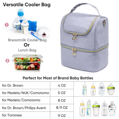 Mam Bolsa de almacenamiento de leche materna con bolsa de hielo, enfriador para 6 botellas de hasta 9 onzas