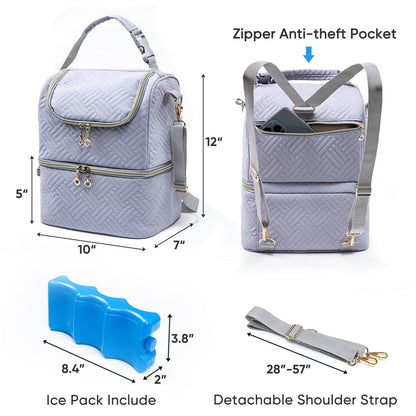 Mam Bolsa de almacenamiento de leche materna con bolsa de hielo, enfriador para 6 botellas de hasta 9 onzas